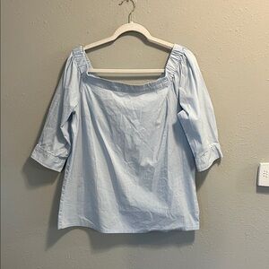 Lila Rose‎ Sky Blue Blouse with Square Neckline Off Shoulder Cotton